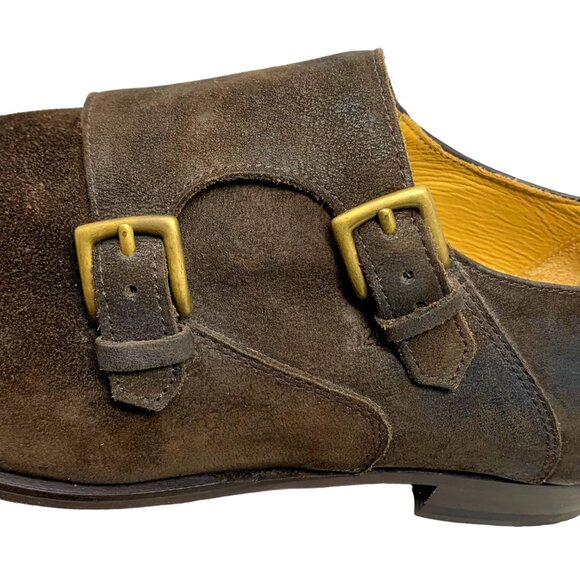 Billy Reid Leather Double Monk Strap Burnish Cap Toe Dress Shoe - Picture 8 of 13